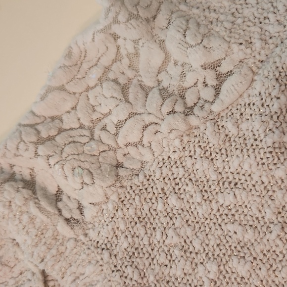 Justice Cream Knit Sweater With Lace Details Size 8 - Picture 3 of 7